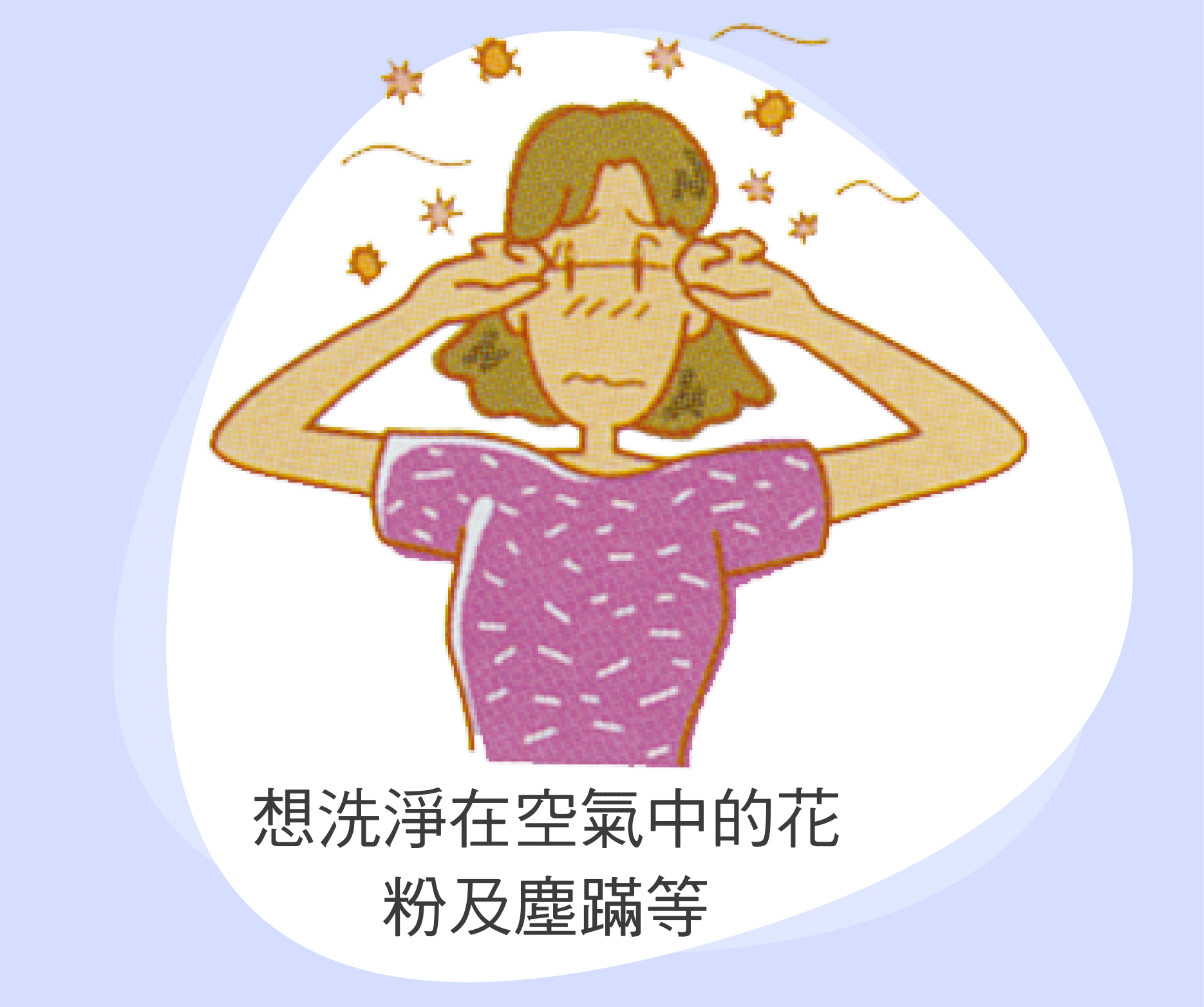想洗淨在空氣中的花粉及塵蹣等