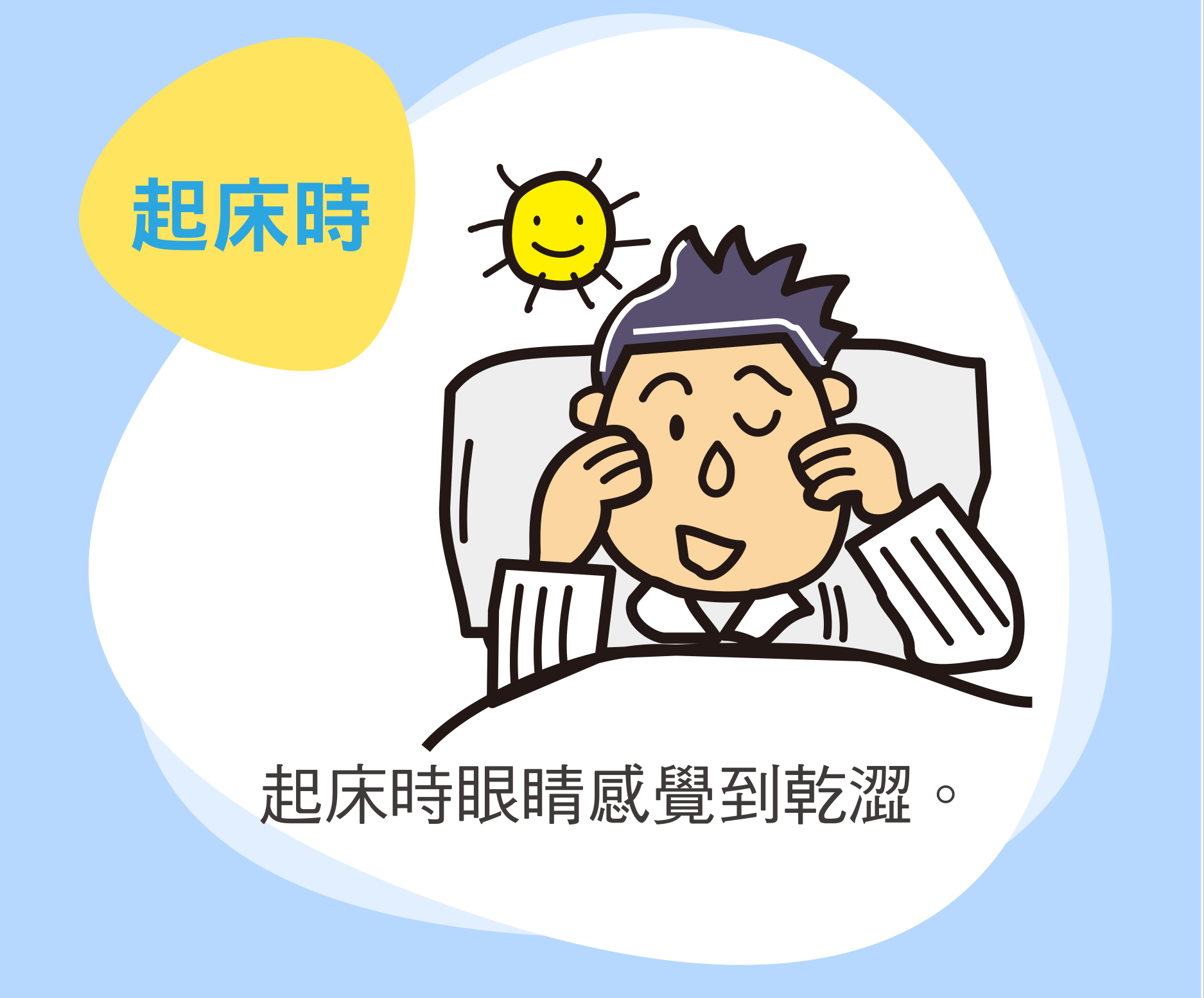 起床時 起床時眼睛感覺到乾澀。